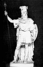 A classical style statue of Odin.